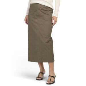 LE LIS Olive Cargo Style Maxi Skirt